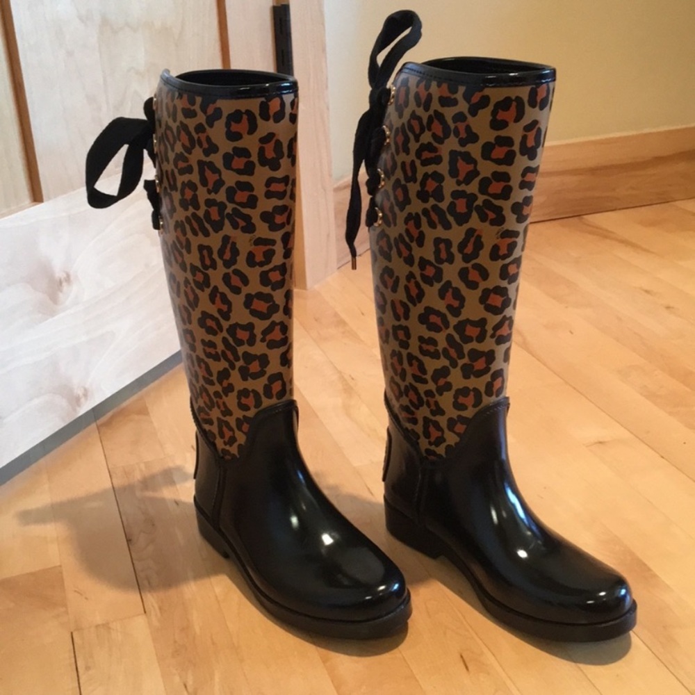 Coach leopard rain boots